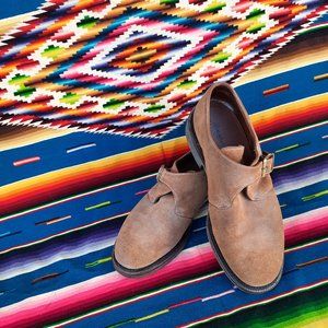 Eddie Bauer Mens Shoes Suede Lt Cognac Suede Size 12 with buckle Vintage